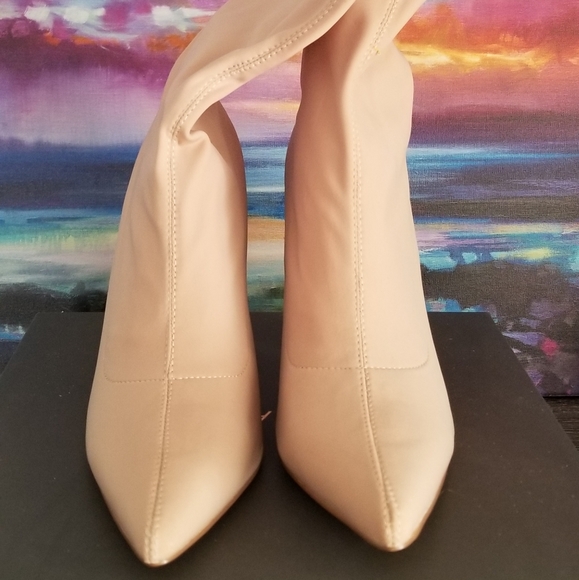 Cape Robbin Nude Lycra Heeled Ankle Boot - Picture 4 of 6